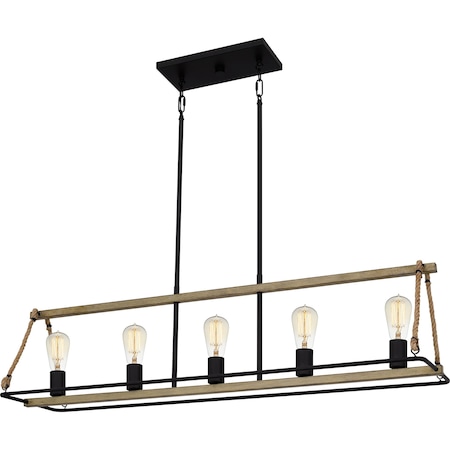 Quoizel Oak Park Linear Chandelier 5 Lights Matte Black OKP542MBK